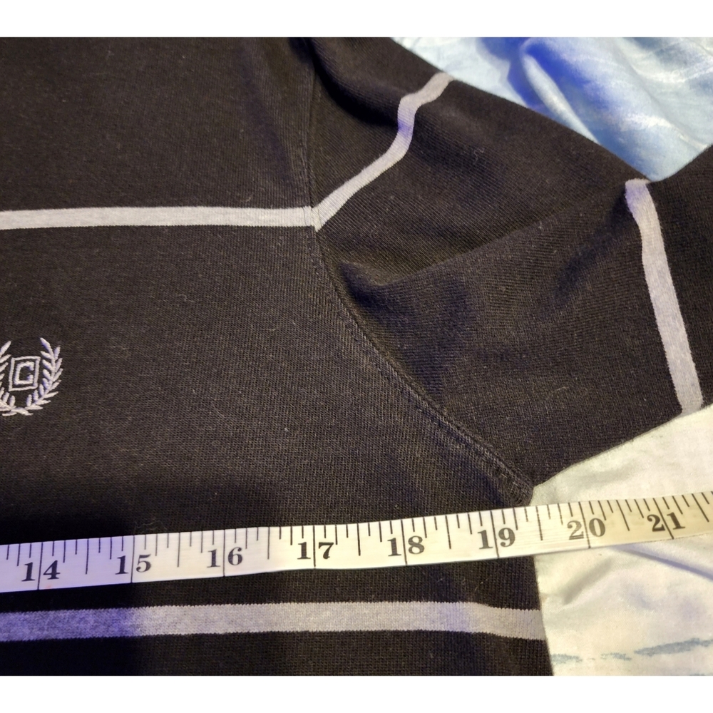 CHAPS Men's Pull Over Polo Shirt 1/4 Zip Long Sleeves Black & Gray Strip… - Picture 5 of 9
